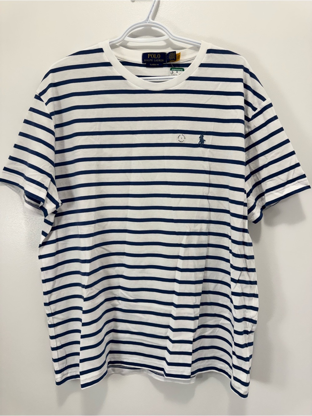 Polo by Ralph Lauren White & Navy Striped Crew Tee